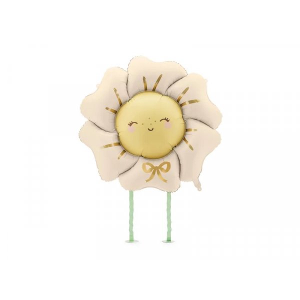 Folieballong - Blomma - Beige/Gul