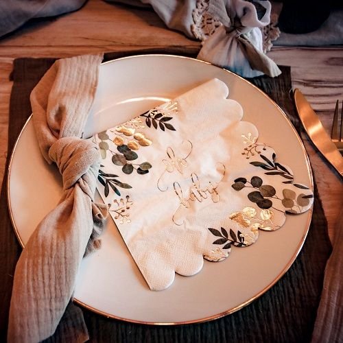 Servetter med baby shower - Gr�n - 16-pack