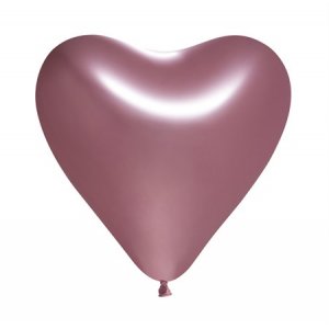 Chromeballonger - 5-pack - Hjärta - Rosa